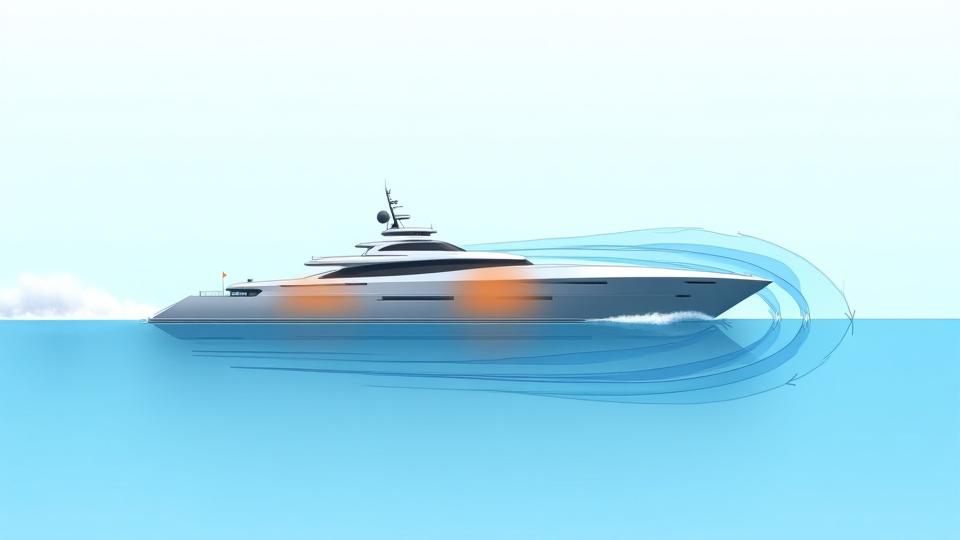 船体にかかる摩擦抵抗と造波抵抗を示すイラスト